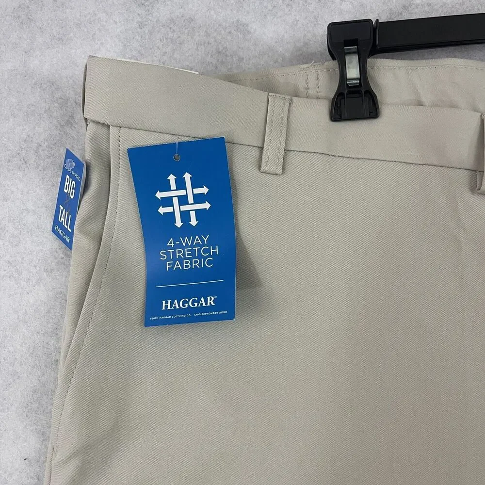 Haggar Cool 18 Pro Shorts Mens 52 Beige Stretch Golf Performance NWT
